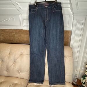 N: Gloria Vanderbilt Amanda Women's Size 14 Dark Wash Blue Denim Straight Jeans
